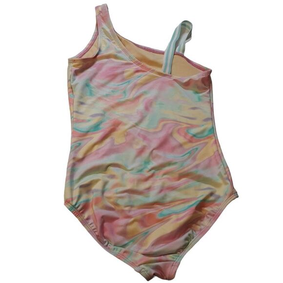 LANDS END Swimsuit Girls Asymmetrical One-Piece Pastel Watermark sz 10 - Picture 6 of 8